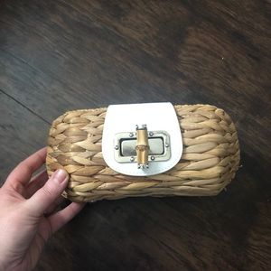 Clutch with wrist strap.